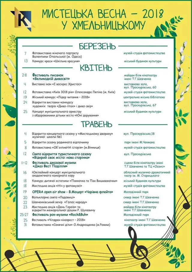 Фестиваль писанок та відкриття туристичного сезону: у Хмельницькому відбудеться «Мистецька весна -2018» — фото 1